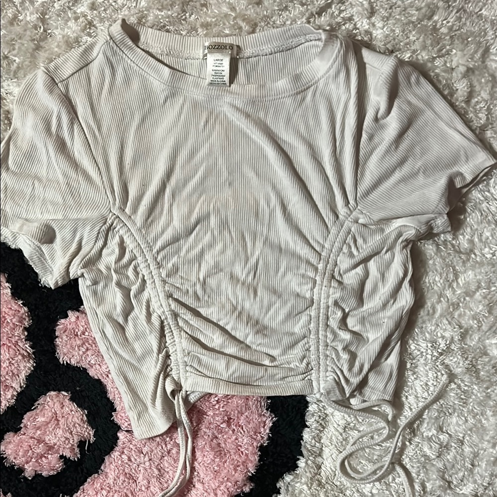 Zara Gray Ruched Tie Front Short Sleeve Tee
